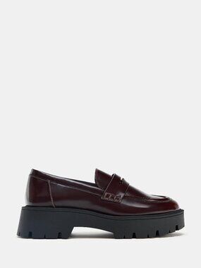 ZARA PENNY LOAFER WITH PLATFORM SOLE BURGUNDY SIZE 6